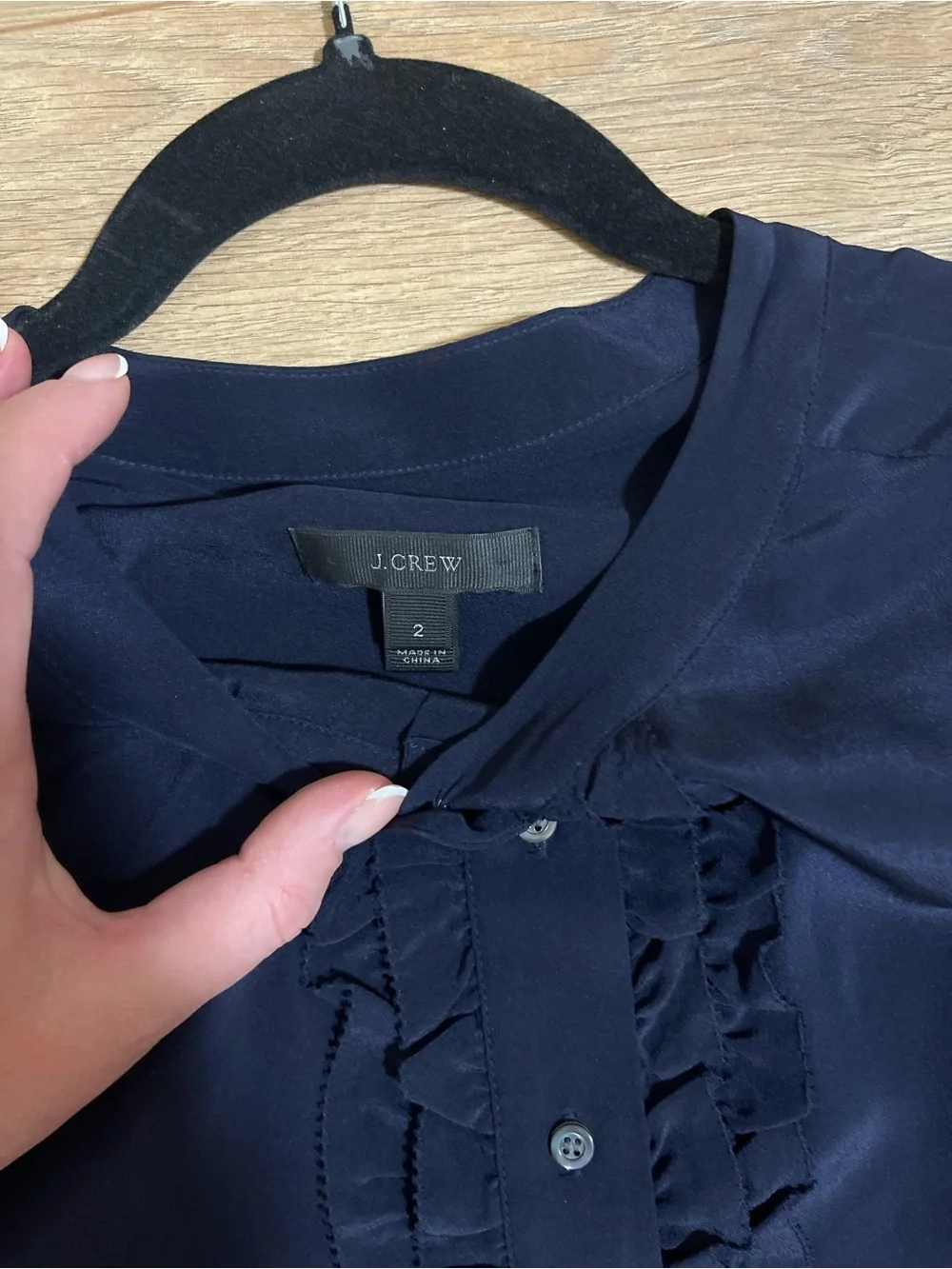 J. Crew Silk Linen Sleeveless Navy Ruffle-Front Jumpsuit